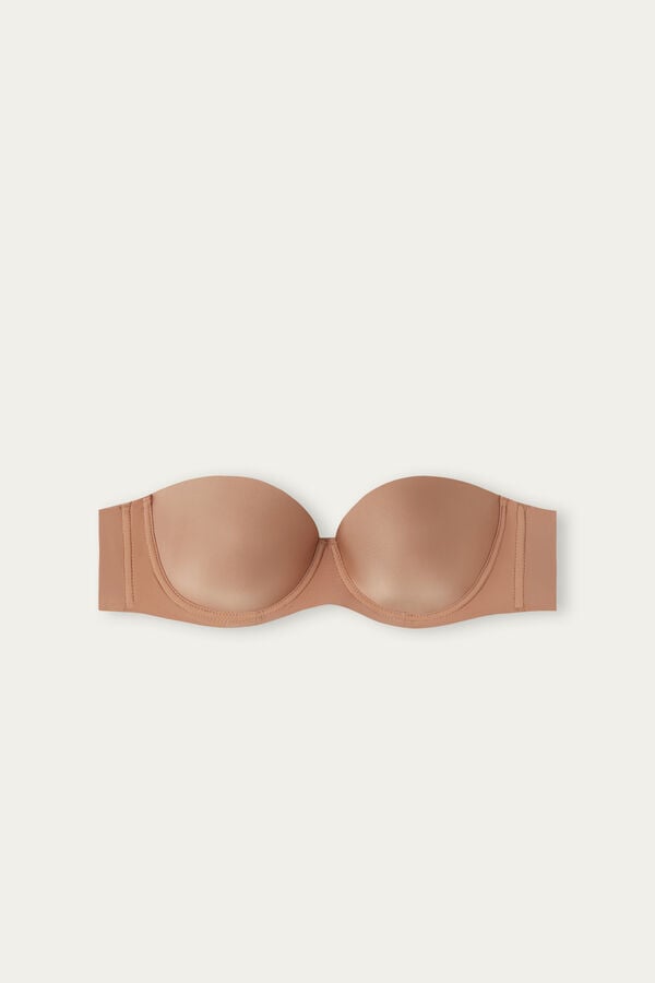 Beige Intimissimi Giada Microfiber Bandeau Women Bra | 9152TQEPY