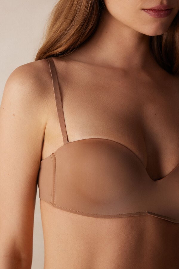 Beige Intimissimi Gioia Bandeau Ultralight Microfiber Women Bra | 1645QIJHK