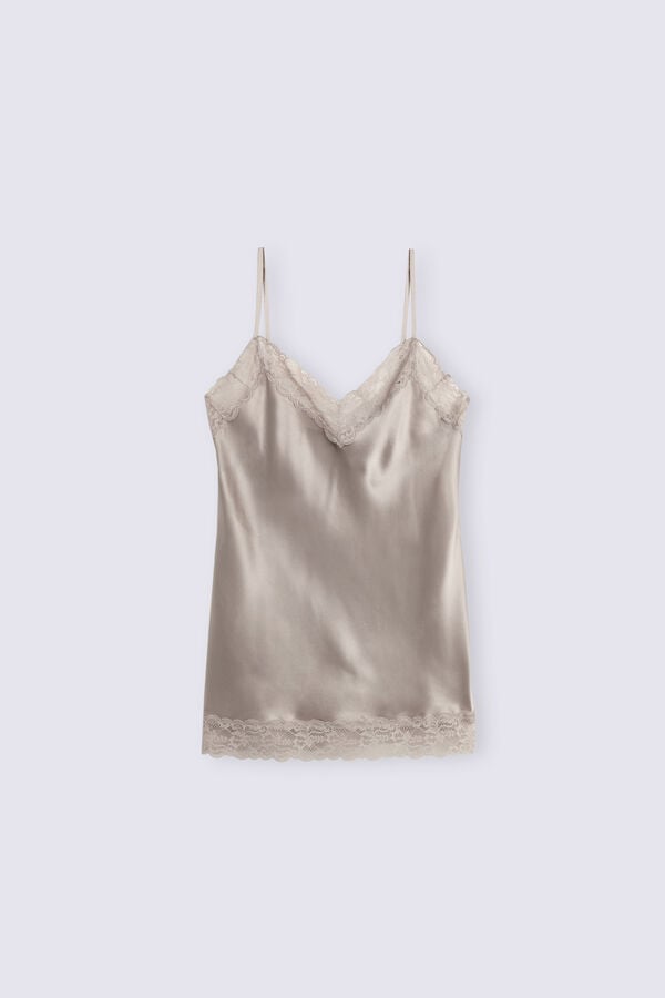 Beige Intimissimi Lace And Silk Women Tank Top | 3672UGQOX