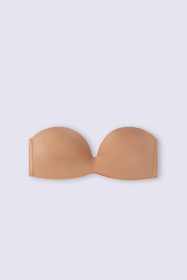 Beige Intimissimi Laura Bandeau Ultralight Microfiber Women Bra | 7042DQIPT