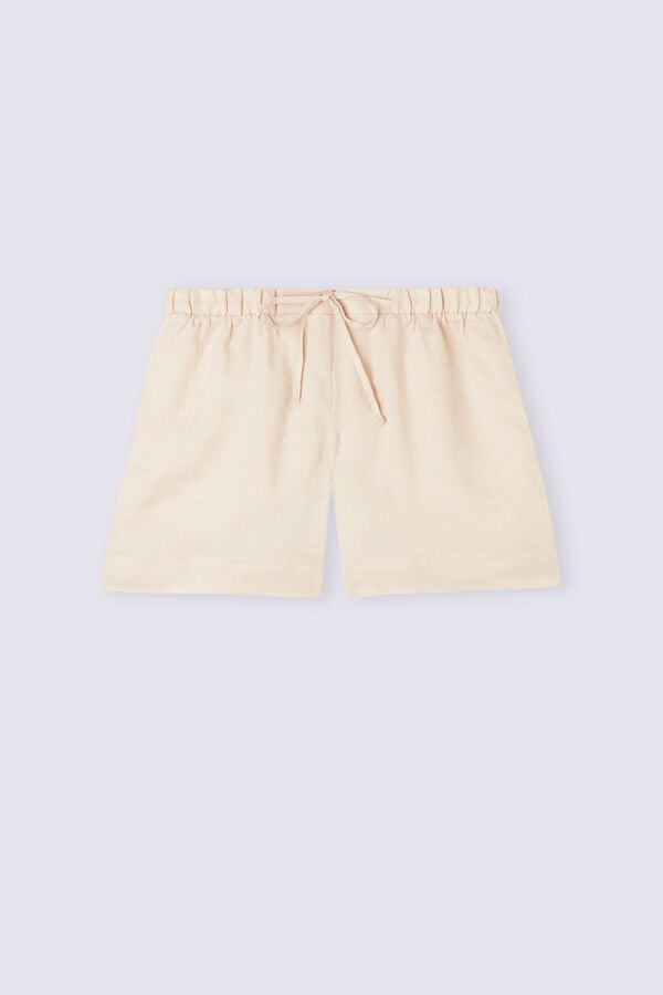 Beige Intimissimi Linen Cloth Women Shorts | 1407ICAML