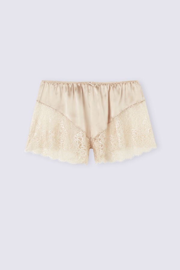 Beige Intimissimi Living In Luxe Silk And Lace Women Shorts | 2351AOBXY