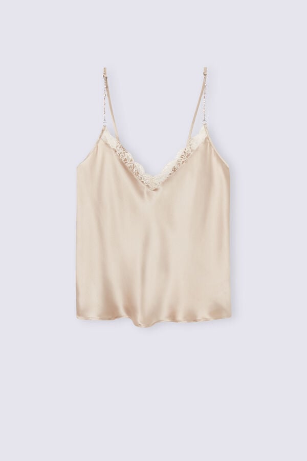 Beige Intimissimi Living In Luxe Silk Camisole Women Tank Top | 8370ADSPM