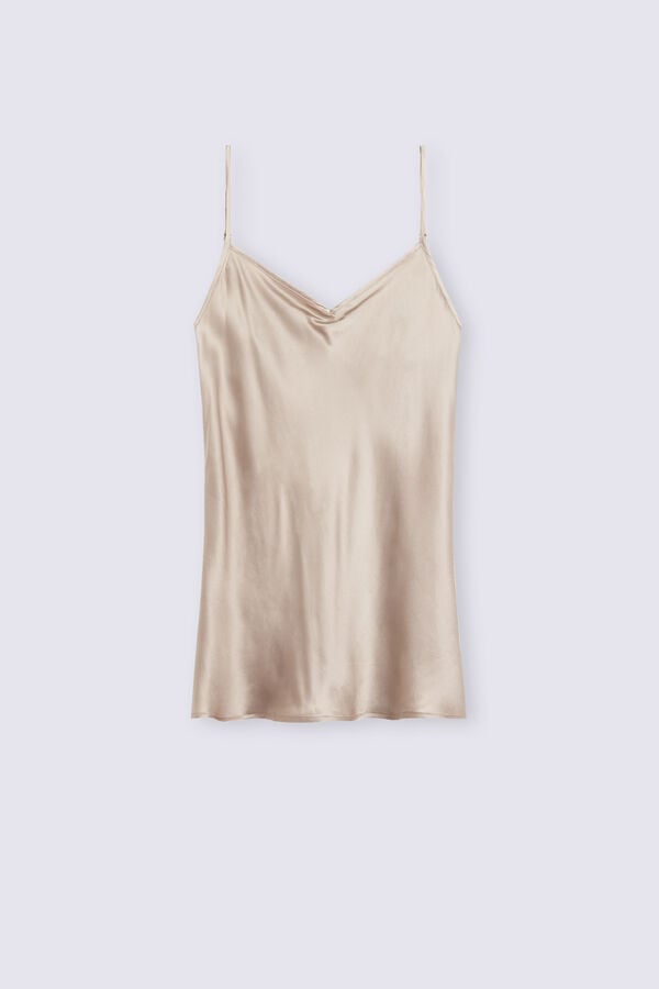 Beige Intimissimi Silk Satin With V-Neckline Women Tank Top | 6231DQZLY