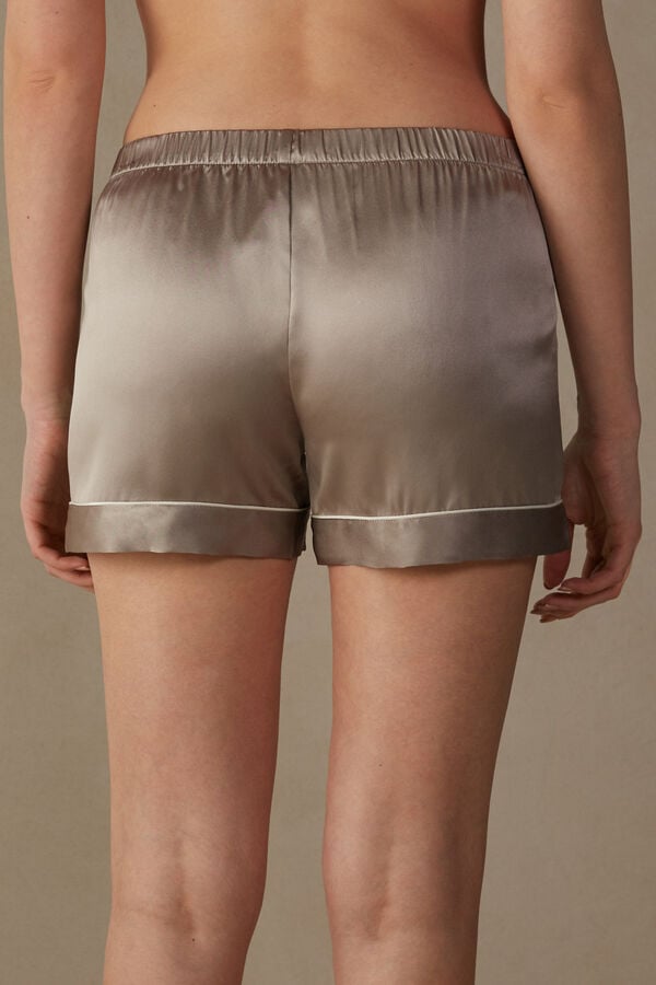 Beige Intimissimi Silk With Contrast Trim Women Shorts | 6429QMLRV