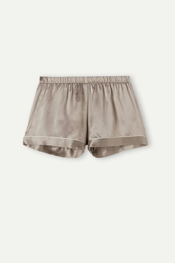 Beige Intimissimi Silk With Contrast Trim Women Shorts | 6429QMLRV