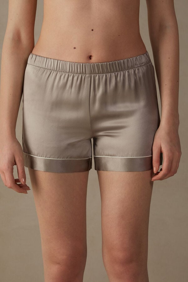 Beige Intimissimi Silk With Contrast Trim Women Shorts | 6429QMLRV