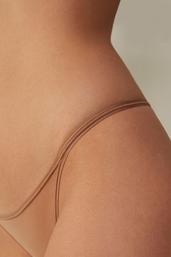 Beige Intimissimi Ultralight Microfiber Straps Women Thong | 4015FSVKZ