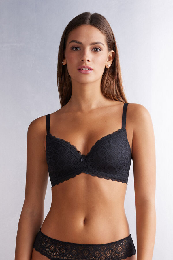 Black Intimissimi Adele Triangle Lace Women Bra | 0239TQBOE