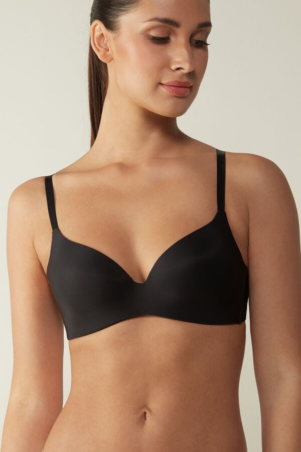 Black Intimissimi Adele Wireless Boost Triangle Ultralight Microfiber Women Bra | 9471RBHOK