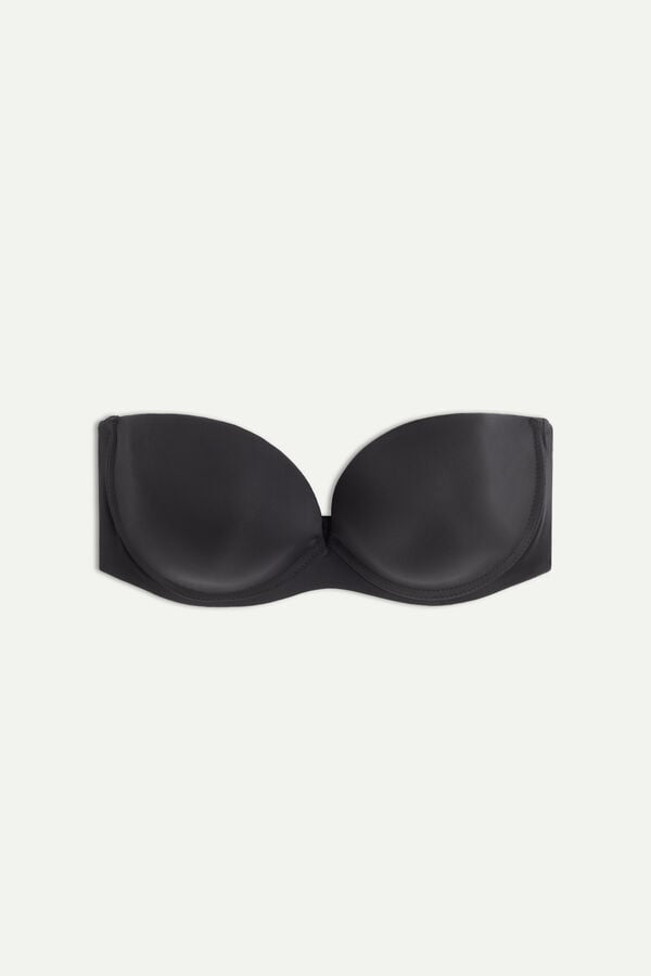 Black Intimissimi Anna Bandeau Ultralight Microfiber Women Bra | 0849XHPNY