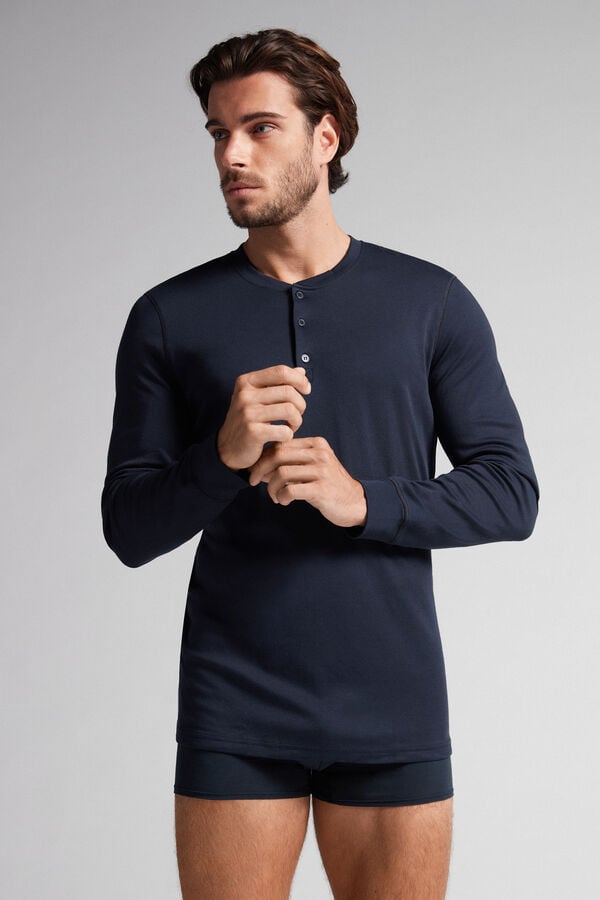 Black Intimissimi Cottons Men Long Sleeve | 6081JQHZF