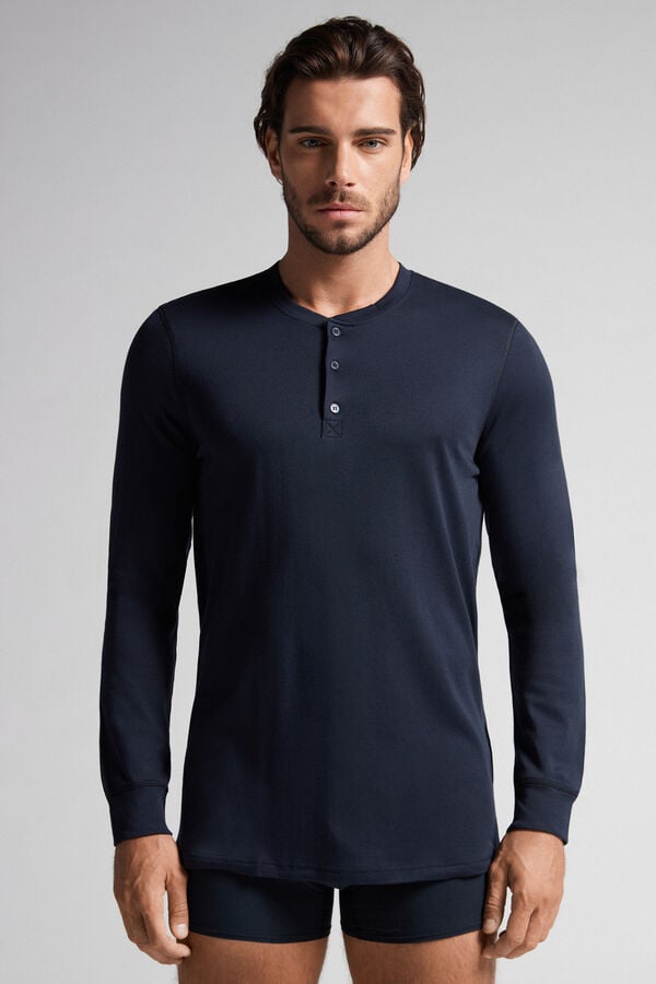 Black Intimissimi Cottons Men Long Sleeve | 6081JQHZF