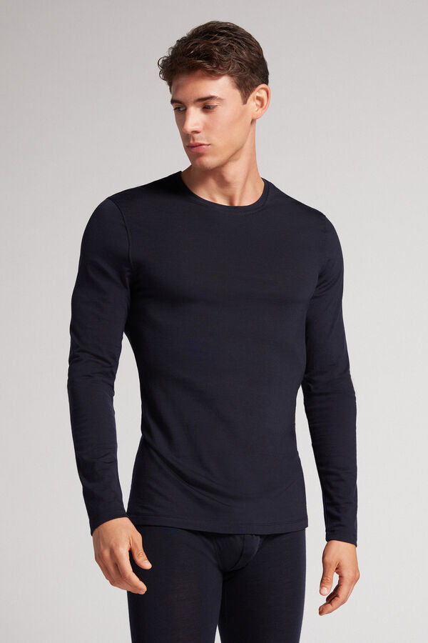 Black Intimissimi Crew-Neck Merino-Wool Men Long Sleeve | 6174ZMXDW