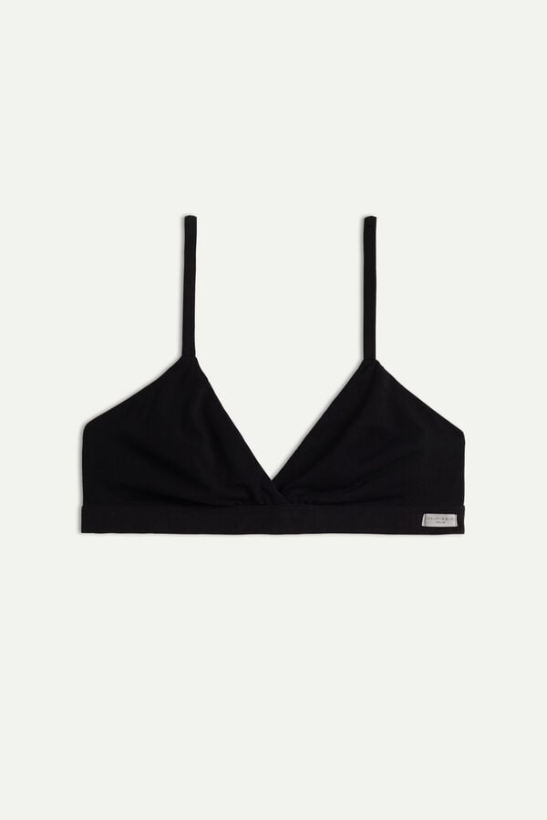 Black Intimissimi Emma Triangle Natural Cotton Women Bra | 0746EQZSC