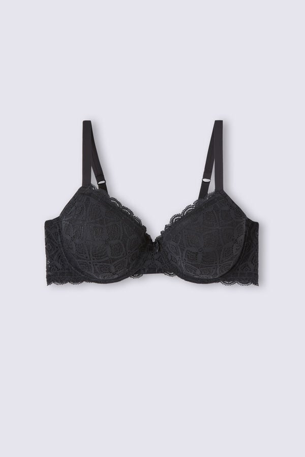 Black Intimissimi Francesca Balconette Lace Women Bra | 7210RLDBY