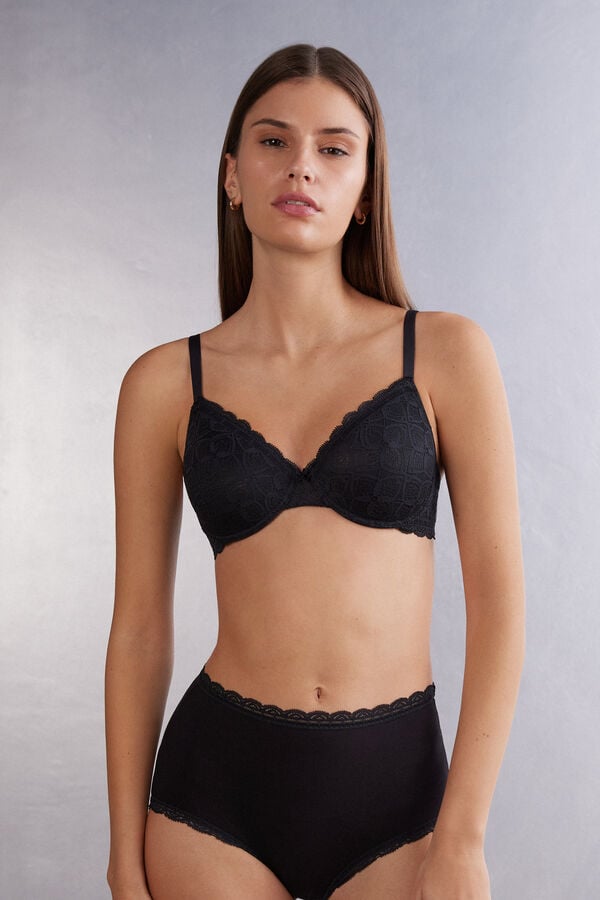 Black Intimissimi Francesca Balconette Lace Women Bra | 7210RLDBY