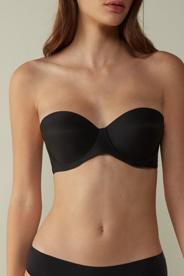 Black Intimissimi Giada Microfiber Bandeau Women Bra | 5974DYXEC