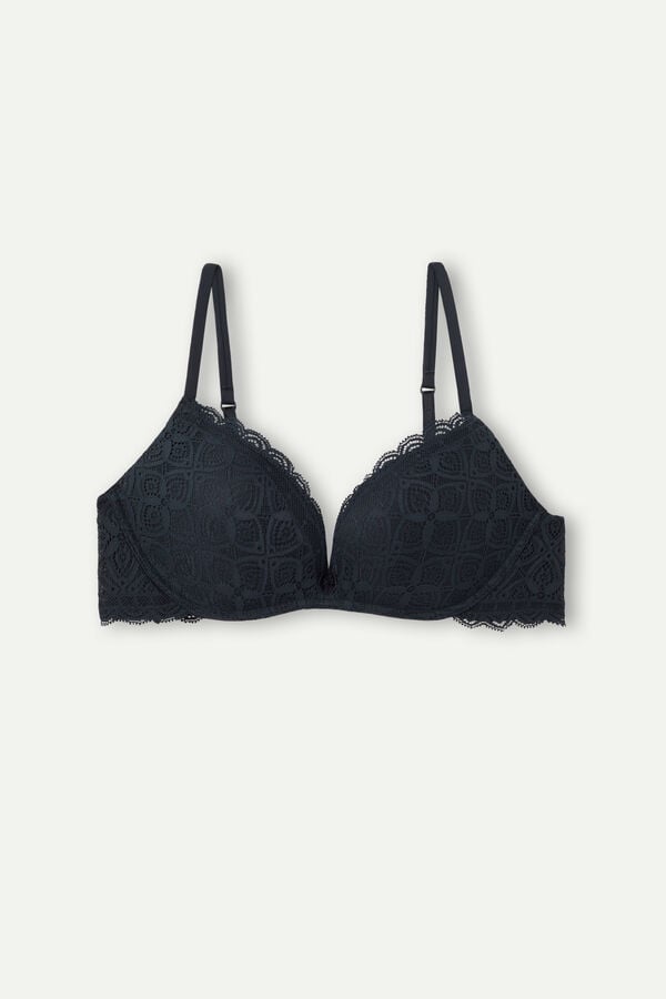 Black Intimissimi Gioia Super Push-Up Lace Women Bra | 5934SFZGB