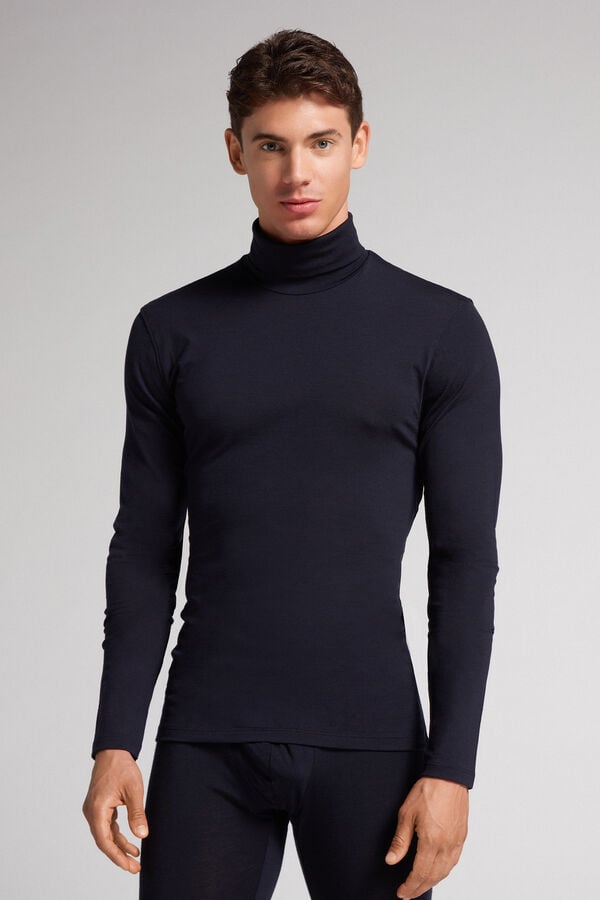 Black Intimissimi High-Neck Merino-Wool Men Long Sleeve | 4239VIUZK