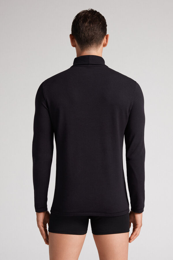 Black Intimissimi High-Neck Modal-Cashmere Men Long Sleeve | 5648DYNQR