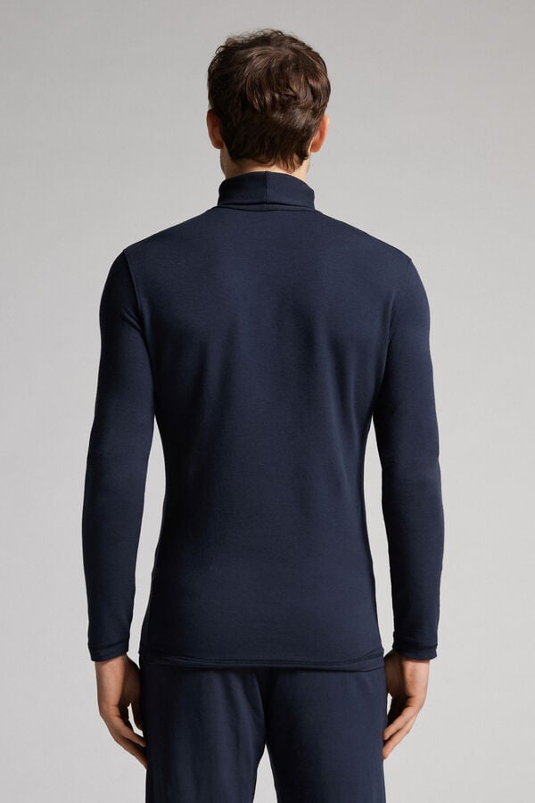 Black Intimissimi High-Neck Modal-Cashmere Men Long Sleeve | 3027FBLDI