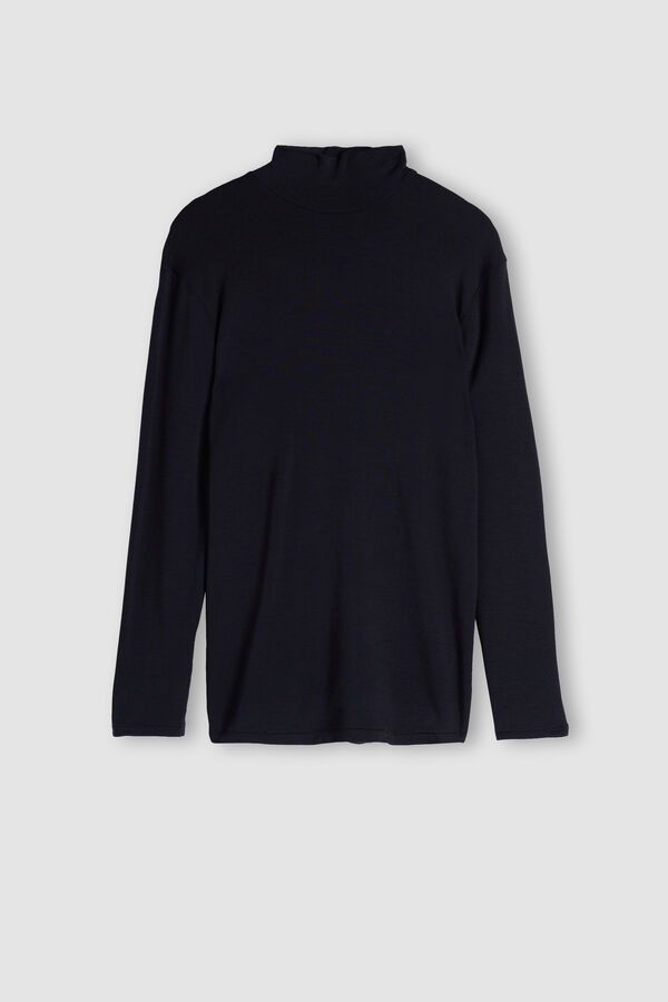 Black Intimissimi High-Neck Modal-Cashmere Men Long Sleeve | 3027FBLDI