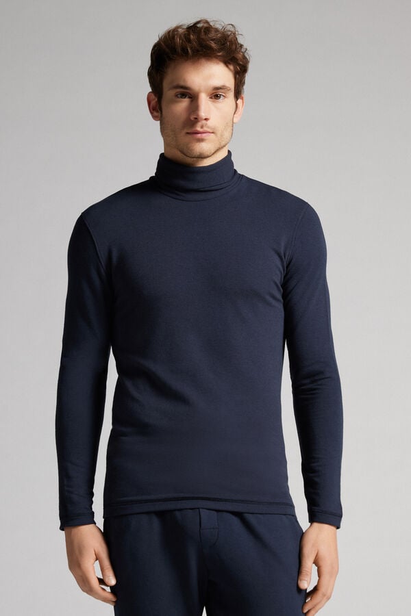 Black Intimissimi High-Neck Modal-Cashmere Men Long Sleeve | 3027FBLDI