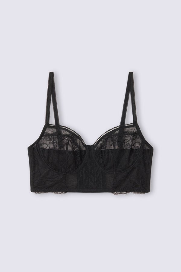 Black Intimissimi Lace Never Gets Old Balconette Bustier Women Corset | 7280DJPUS