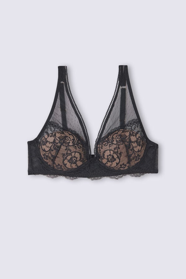 Black Intimissimi Lace Never Gets Old Elena Balconette Women Bra | 5819YDGHM