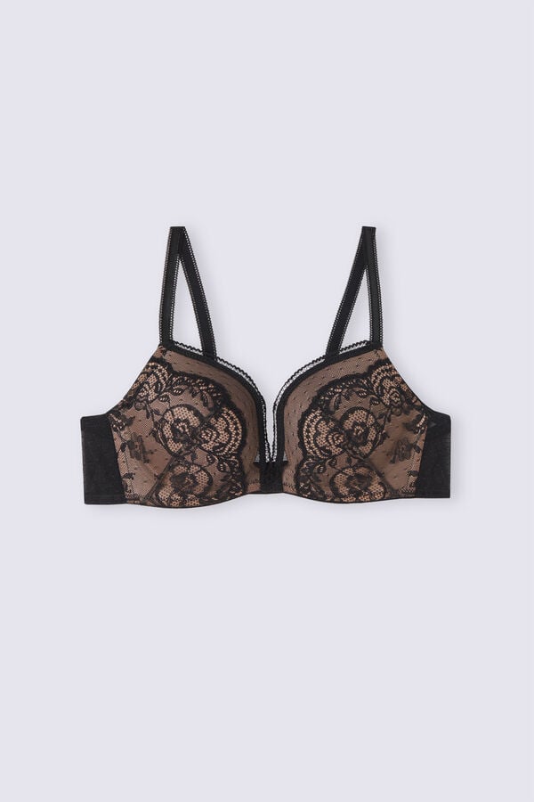 Black Intimissimi Lace Never Gets Old Monica Push-Up Women Bra | 4591MFDVI