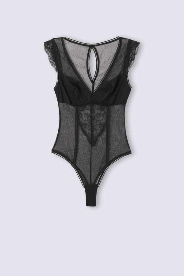 Black Intimissimi Lace Never Gets Old Women Bodysuit | 4613QJSVI