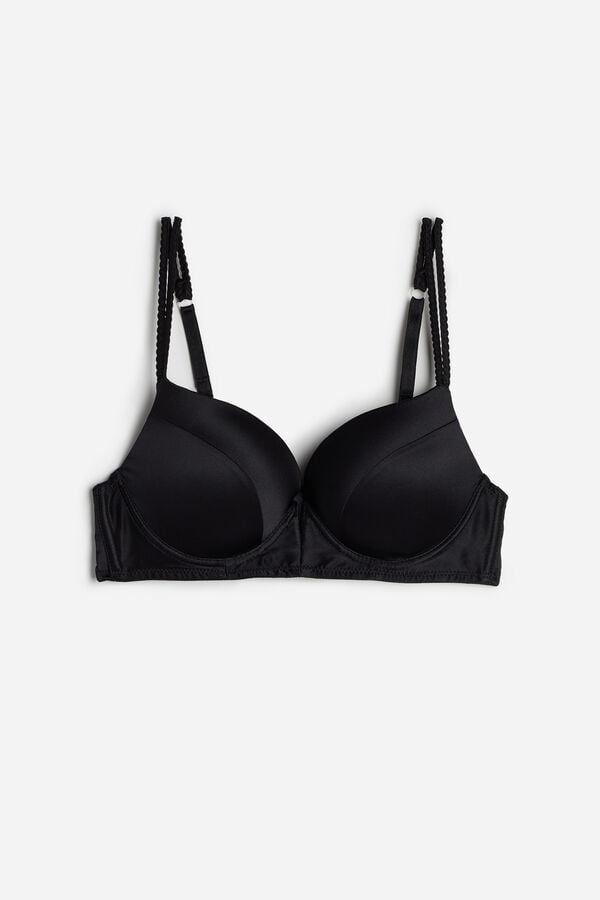 Black Intimissimi Mia Silk Super Push-Up Women Bra | 7291GWESZ