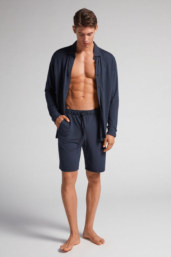 Black Intimissimi Modal And Silk Piqué Men Shorts | 1765TBVRK