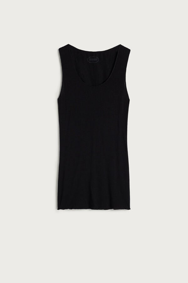 Black Intimissimi Modal Cashmere Ultralight Wide-Shoulder Women Tank Top | 6154XNIKC