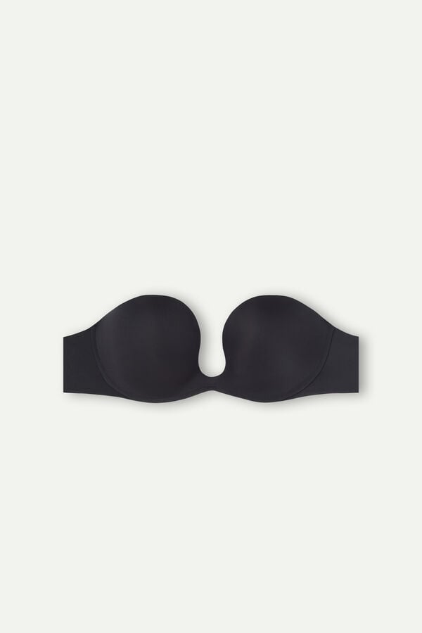 Black Intimissimi Monica Bandeau Ultralight Microfiber Women Bra | 7108OVKJA