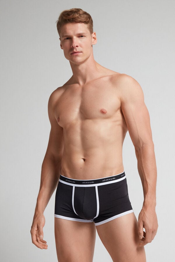 Black Intimissimi Natural Fresh Cotton Men Boxer | 9536JXMLC