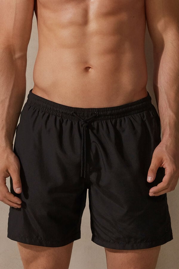 Black Intimissimi Plain Men Swim Trunks | 7352IDQJA