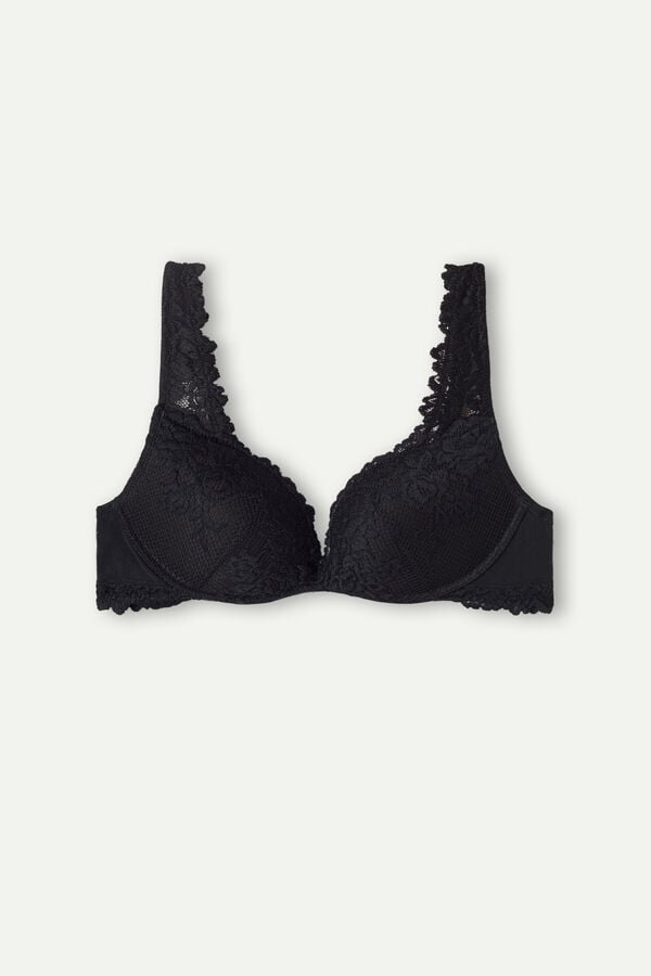 Black Intimissimi Pretty Flowers Gioia Super Push-Up Women Bra | 2476GUZWR