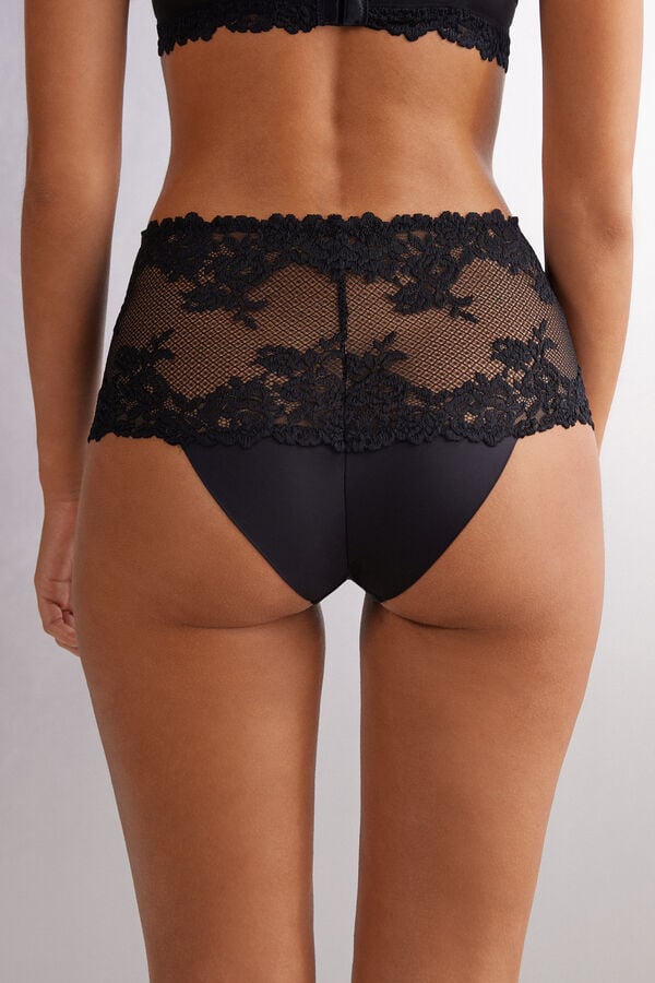 Black Intimissimi Pretty Flowers Hipsterzilian Women Briefs | 6015XVSIB