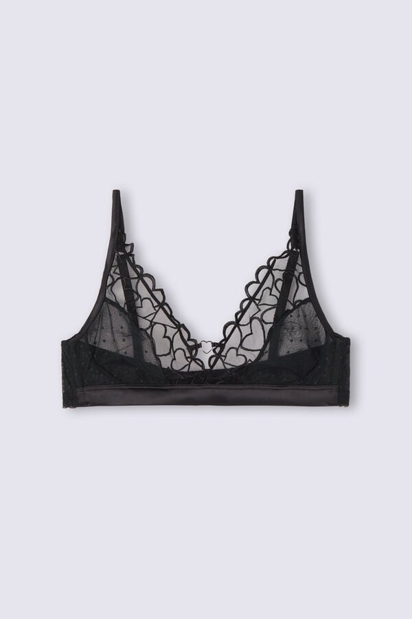 Black Intimissimi Queen Of Hearts Lara Triangle Women Bra | 1734PTBKG