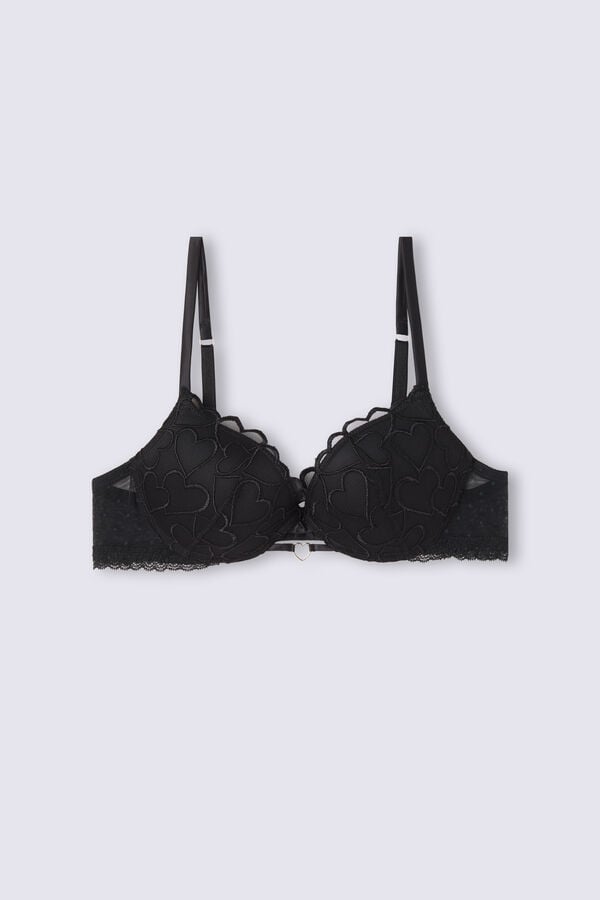 Black Intimissimi Queen Of Hearts Simona Super Push-Up Women Bra | 2635GJYLZ