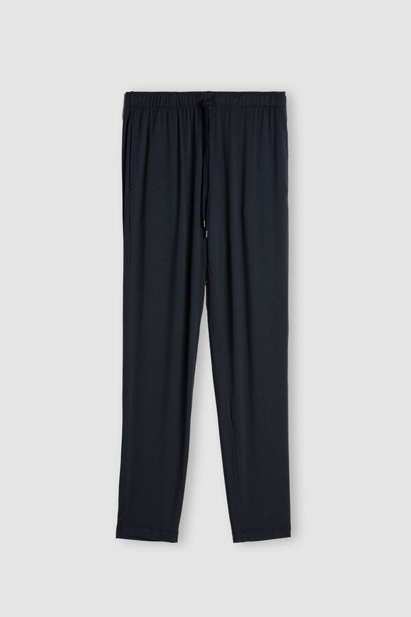 Black Intimissimi Silk And Modal Men Trousers | 0629ZVCAW