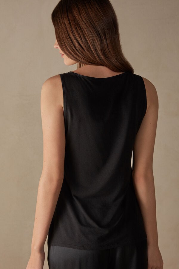 Black Intimissimi Silk And Modal Women Tank Top | 5142GUPRL