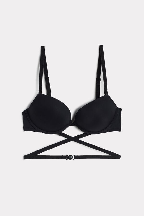 Black Intimissimi Silvia Multifunction Push-Up Microfiber Women Bra | 7309FNSRL