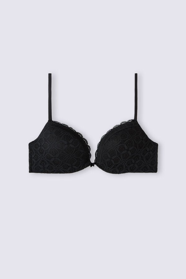 Black Intimissimi Silvia Push-Up Lace Women Bra | 2568OWYBV