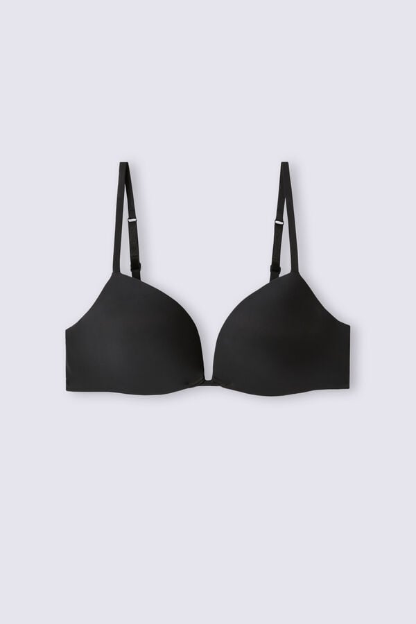 Black Intimissimi Silvia Push-Up Ultralight Microfiber Women Bra | 9215YDFVP