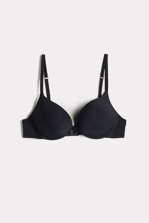 Black Intimissimi Simona Microfiber Super Push-Up Women Bra | 5391DKWRS