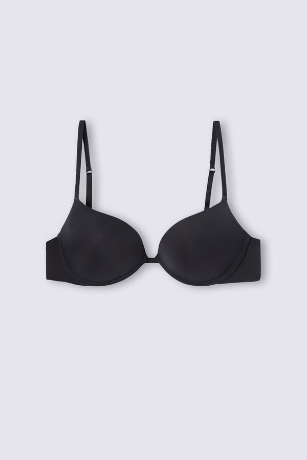 Black Intimissimi Simona Super Push-Up Ultralight Microfiber Women Bra | 7613OPFWI