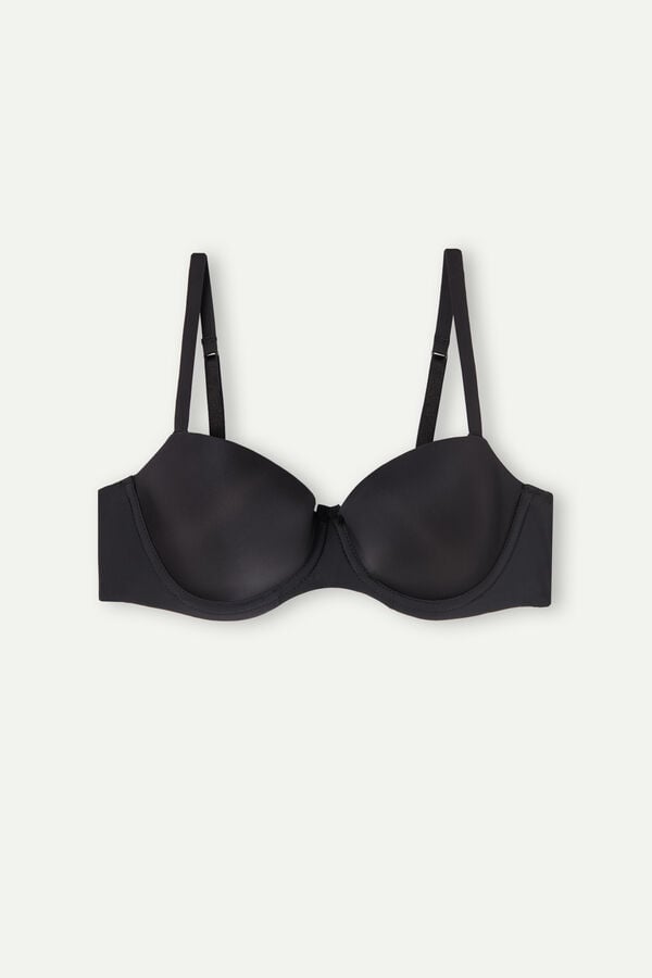 Black Intimissimi Sofia Natural Lift Balconette Ultralight Microfiber Women Bra | 2178USNVJ